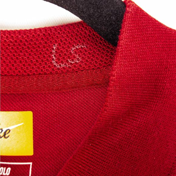 Nike Polo Dri-Fit Polo Men's Medium Logo Short Sleeve Red Cotton Blend Pique - Picture 6 of 11